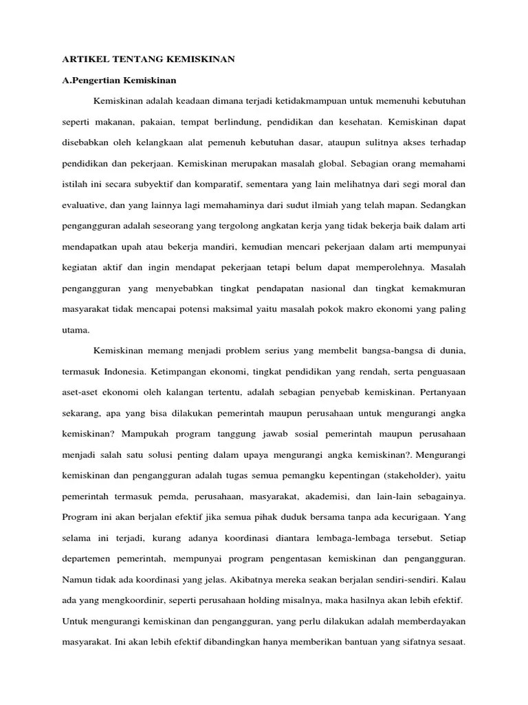Artikel Tentang Kemiskinan | PDF