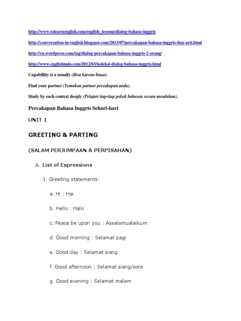 Percakapan Bahasa Inggris Sehari | PDF | Rupiah Indonesia | Bahasa Indonesia