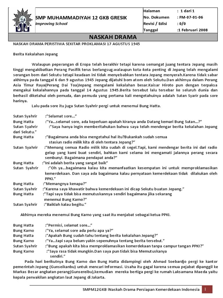 Kelas 8 Naskah Drama Proklamasi | PDF