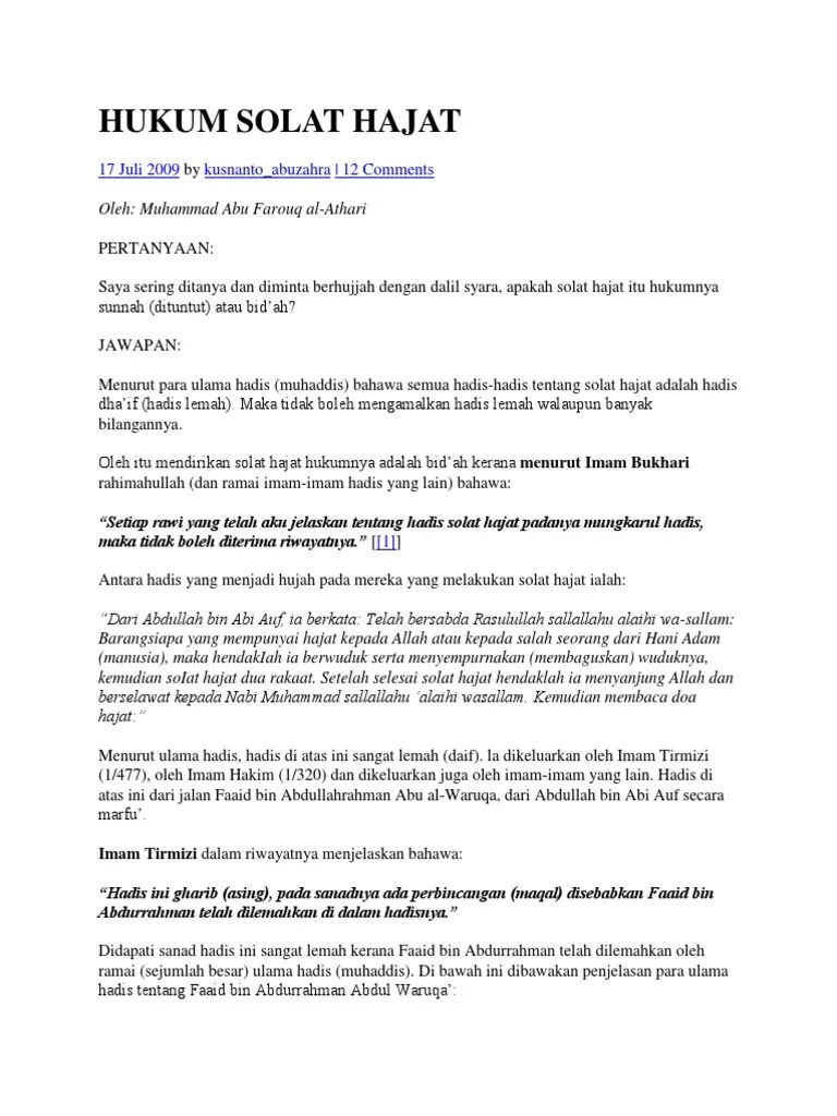 Apa Hukum Sholat Hajat | PDF