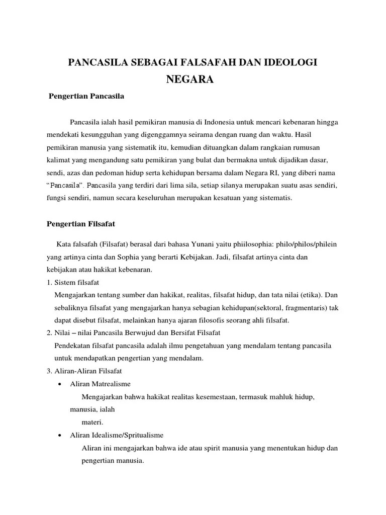 Contoh Makalah Pancasila Sebagai Falsafah Dan Ideologi Negara2 | PDF