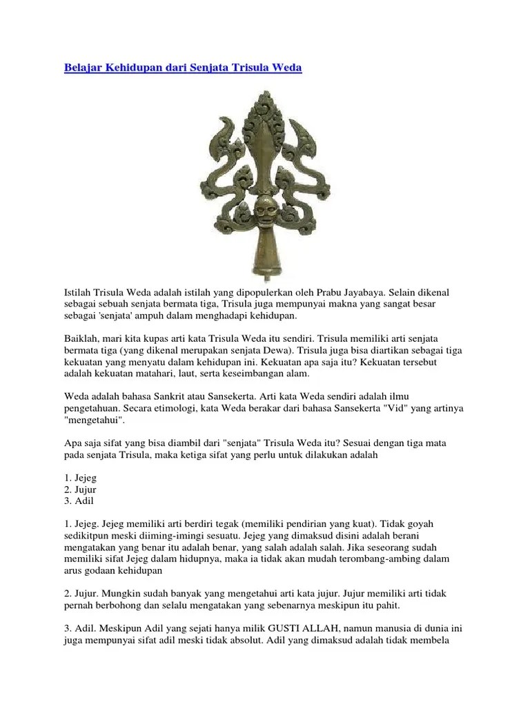 Belajar Kehidupan Dari Senjata Trisula Weda | PDF