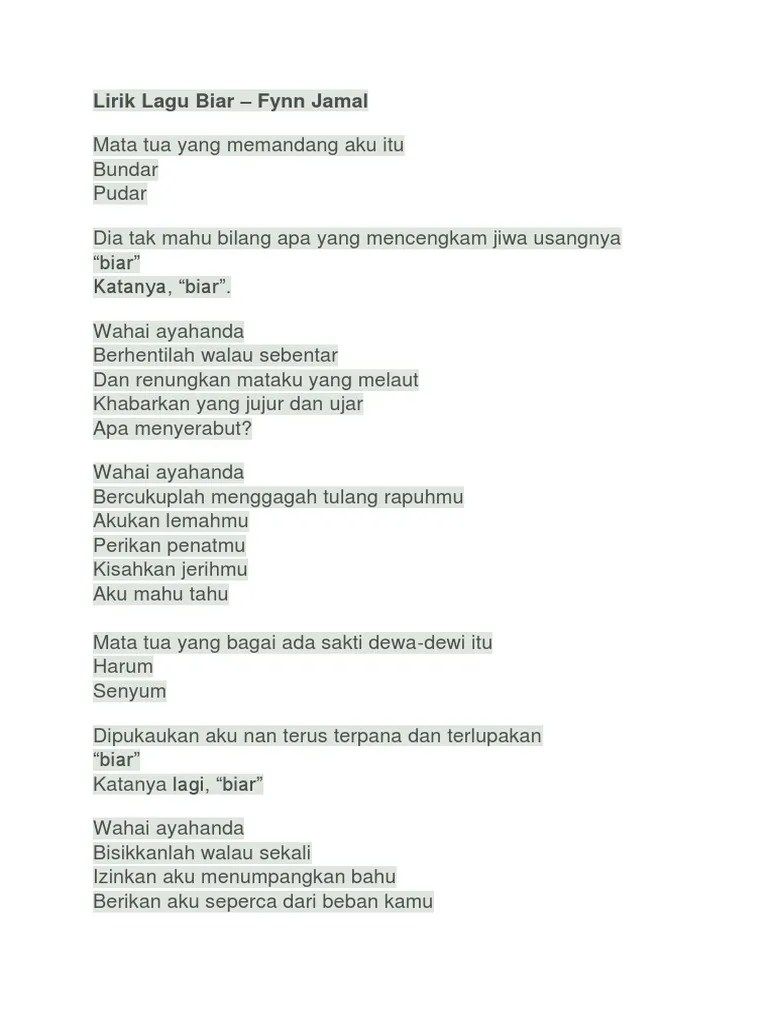 Lirik Lagu Biar | PDF