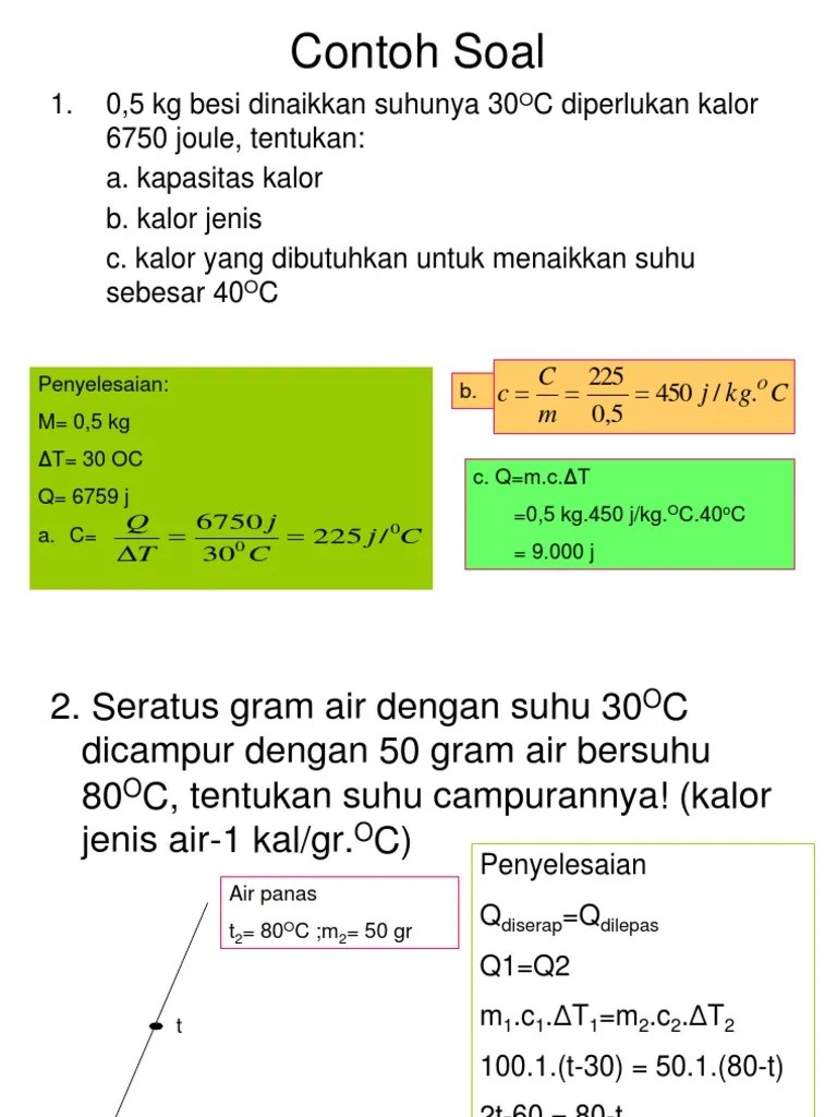 Contoh Soal Kapasitas Kalor - Aneka Contoh Pelajaran