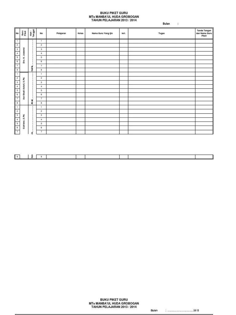 Jurnal-Guru-Piket 1 | PDF