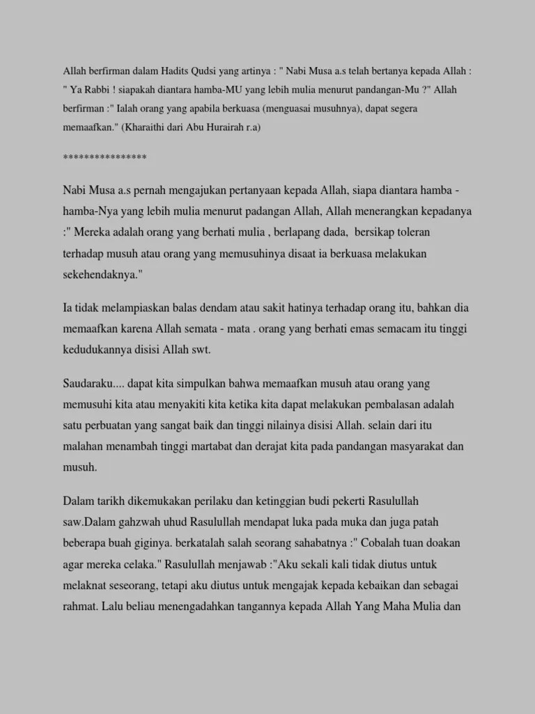 Allah Berfirman Dalam Hadits Qudsi Yang Artinya | PDF