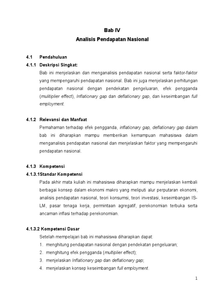 MT Bab 4 Analisis Pendapatan Nasional Pengantar Ekonomi Sem 1 | PDF