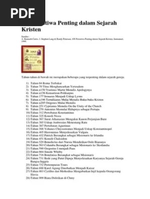 Peristiwa Penting Dalam Sejarah Kristen PDF | PDF