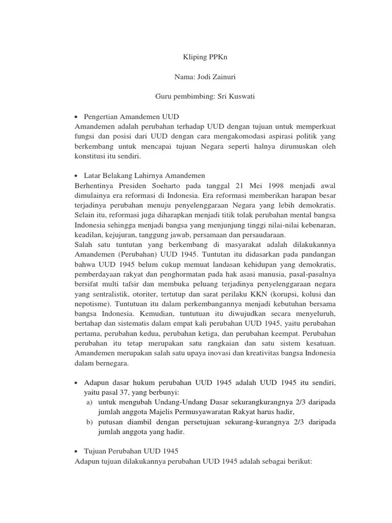 Pengertian Amandemen UUD | PDF