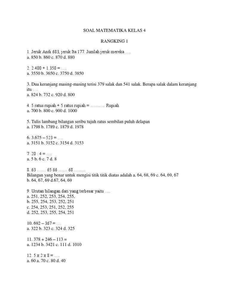 Contoh Soal Rangking 1 Tingkat Sma – Dengan