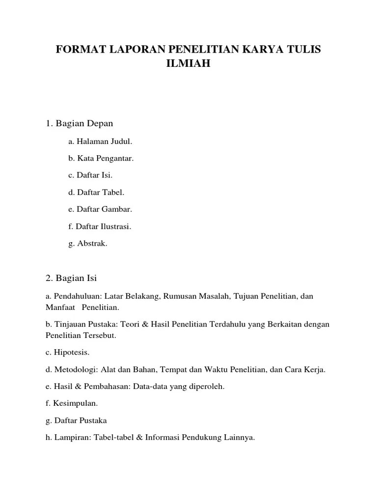 Format Laporan Penelitian Karya Tulis Ilmiah | PDF