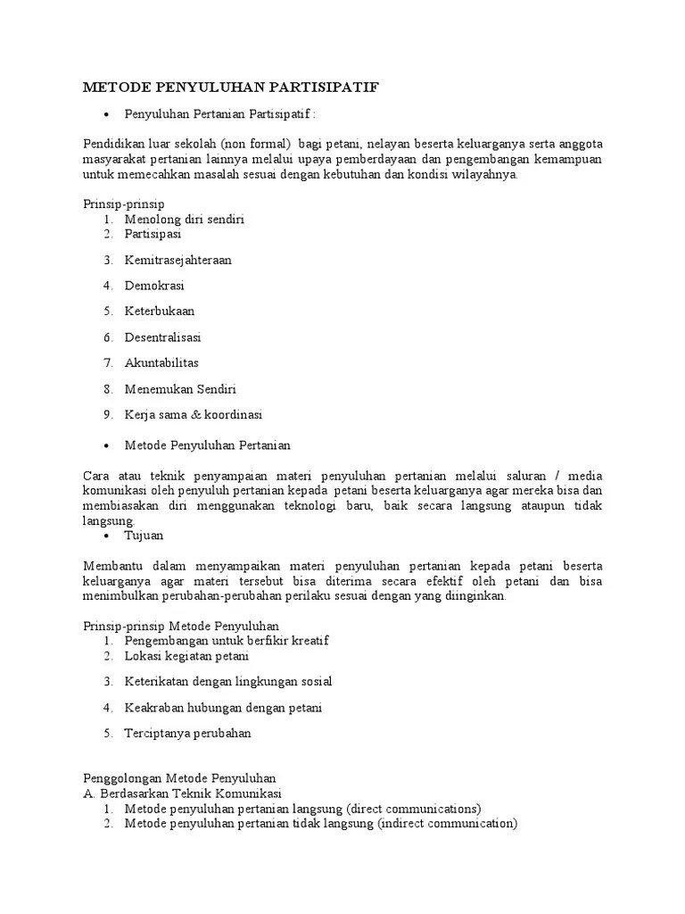 Metode Penyuluhan Partisipatif | PDF