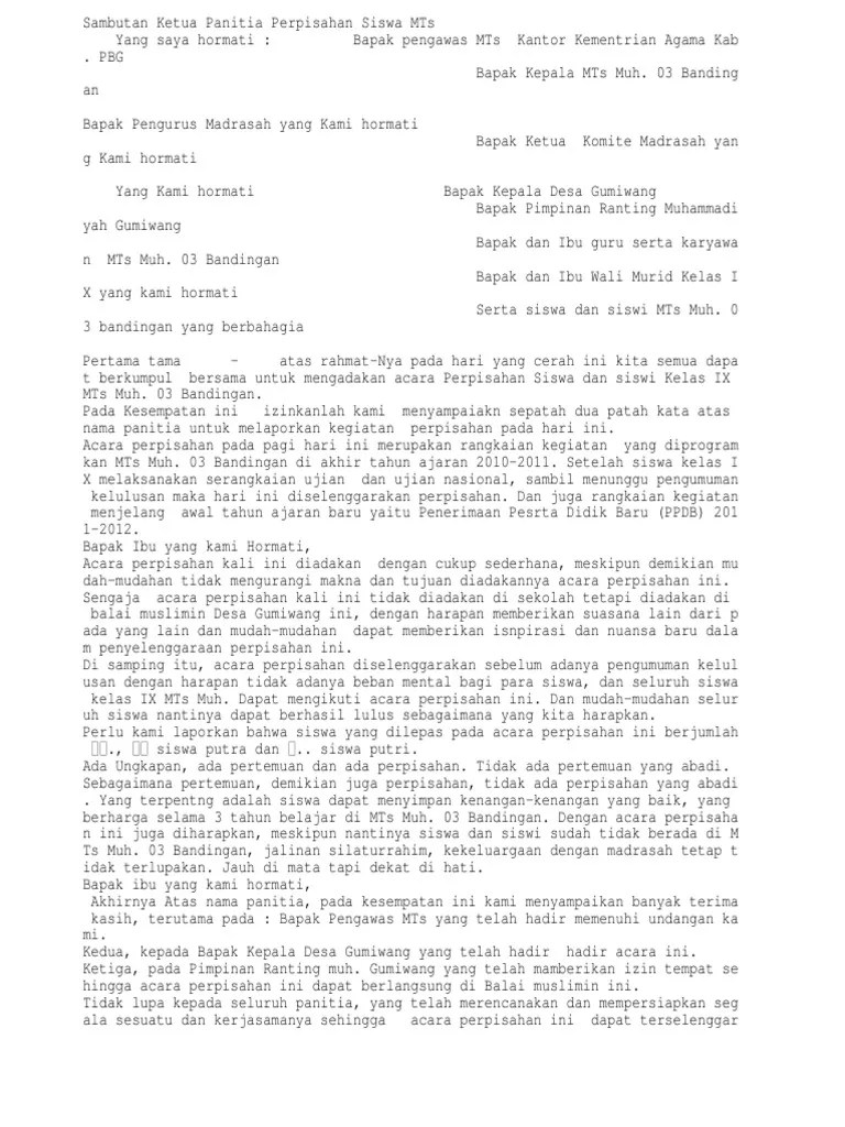 Contoh Pidato Sambutan Wali Murid Pada Acara Perpisahan Sekolah - Temukan  Contoh