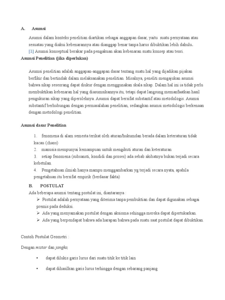 Asumsy Dan Hipotesis | PDF