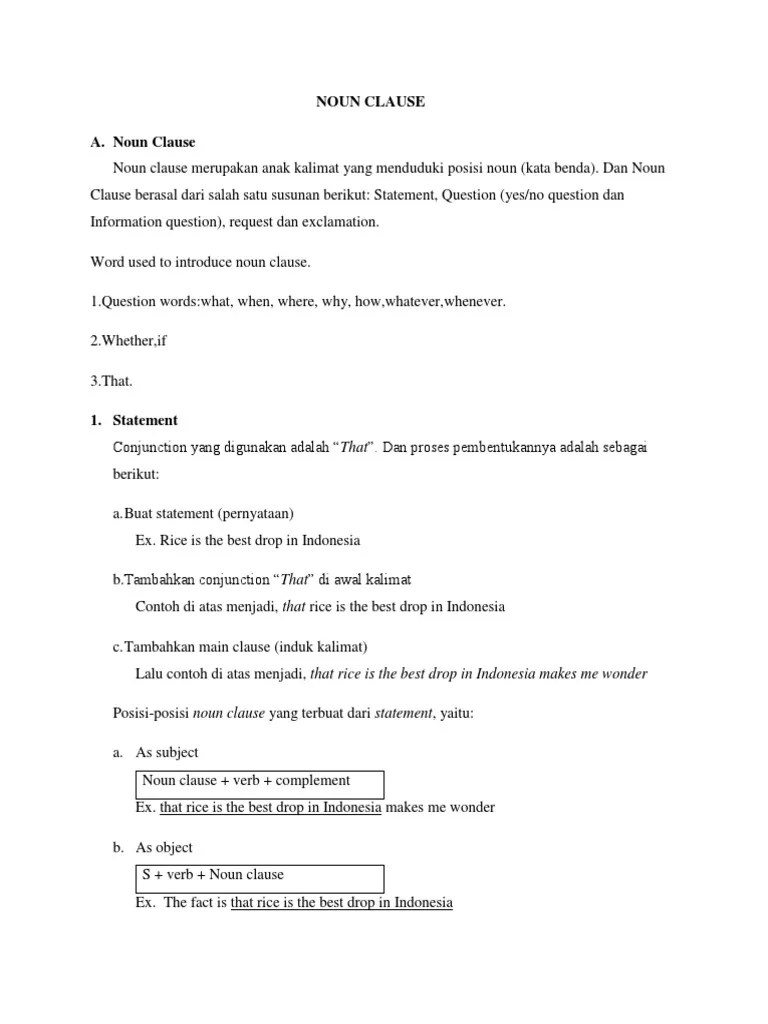 Makalah Noun Clause | PDF | Verb | Clause