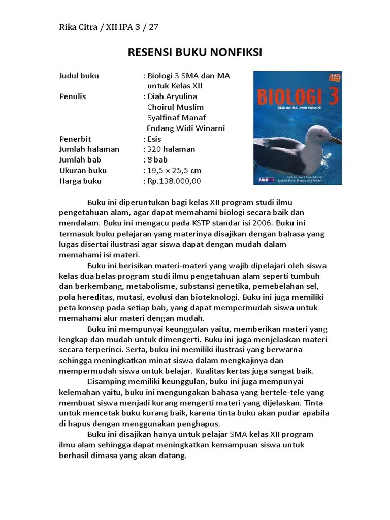 Contoh Resensi Buku Non Fiksi Beserta Contoh Soalnya