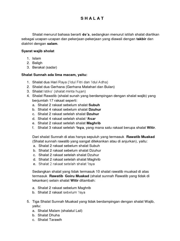 Shalat Sunnah Rawatib Muakkad Rakaatnya Berjumlah