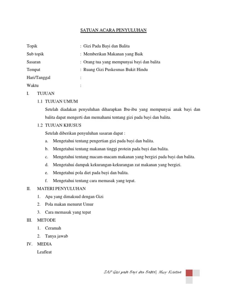Satuan Acara Penyuluhan Bayi Dan Balita | PDF
