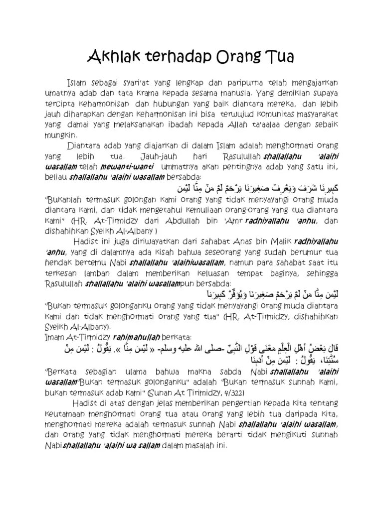 Akhlak Terhadap Orang Tua | PDF