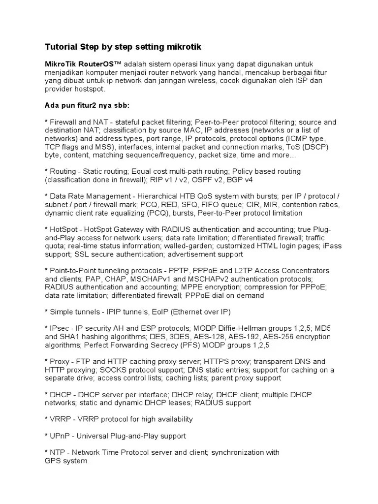 Tutorial Mikrotik Komplet | PDF | Firewall (Computing) | Proxy Server