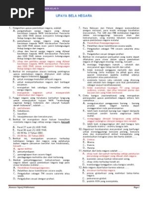 Soal Latihan &amp; Jawaban - Upaya Bela Negara - Part 3 | PDF