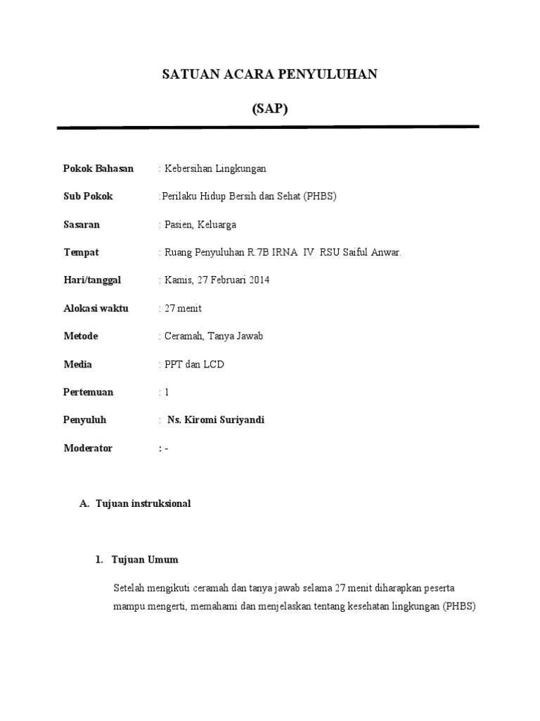 Satuan Acara Penyuluhan Kesehatan Lingkungan | PDF