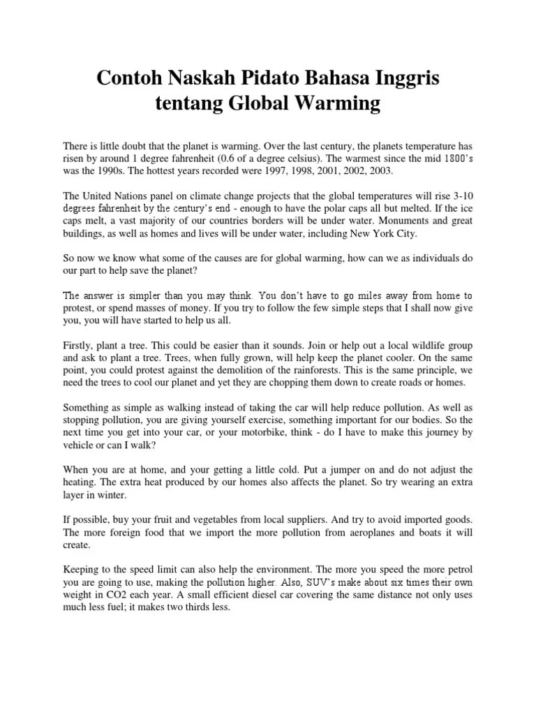 Teks Pidato Bahasa Indonesia Tentang Global Warming - Berbagai Teks Penting