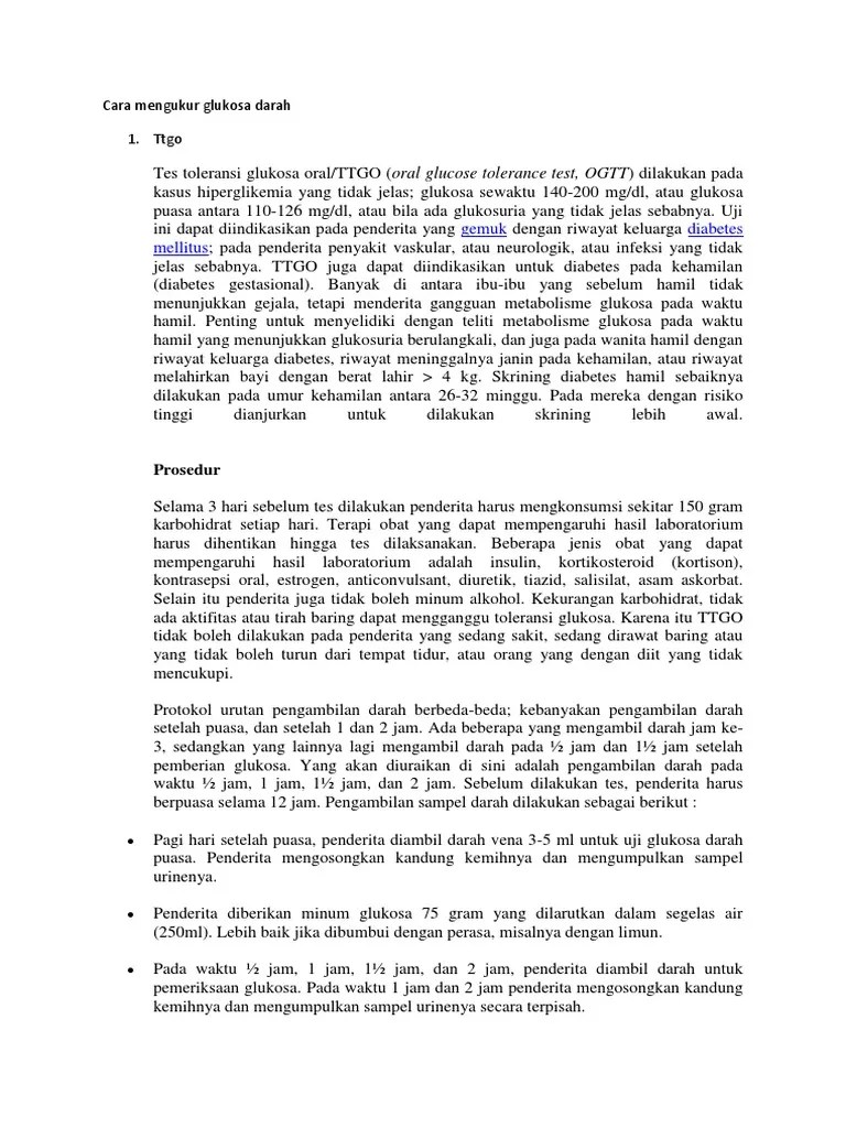 Cara Mengukur Glukosa Darah | PDF