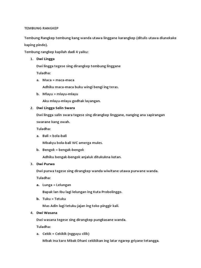 Contoh Tembung Camboran – Lektur Indo