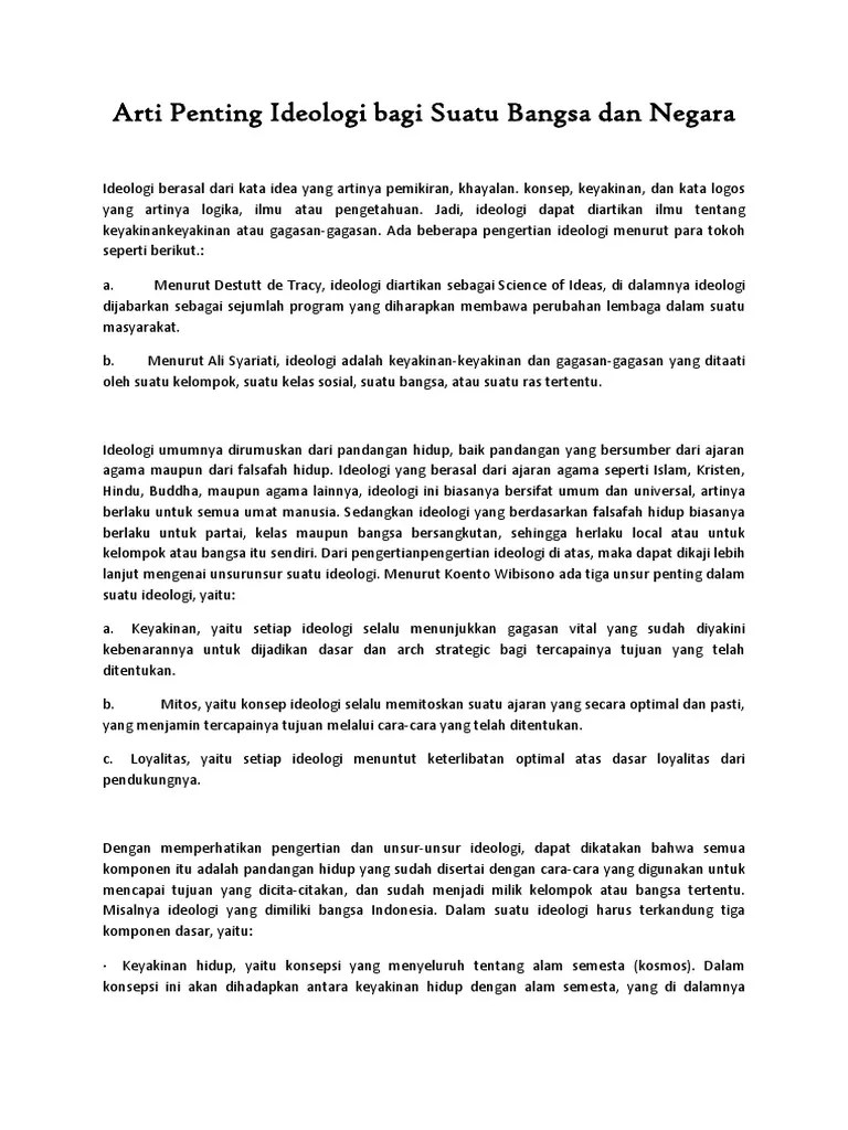 Arti Penting Ideologi Bagi Suatu Bangsa Dan Negara | PDF