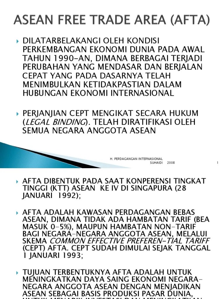 Pengertian Asean Free Trade Area – UnBrick.ID