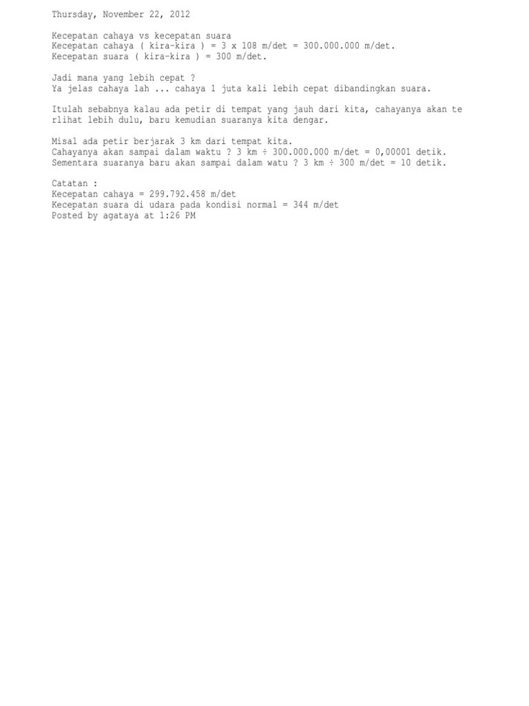 Kecepatan Suara Dan Cahaya | PDF