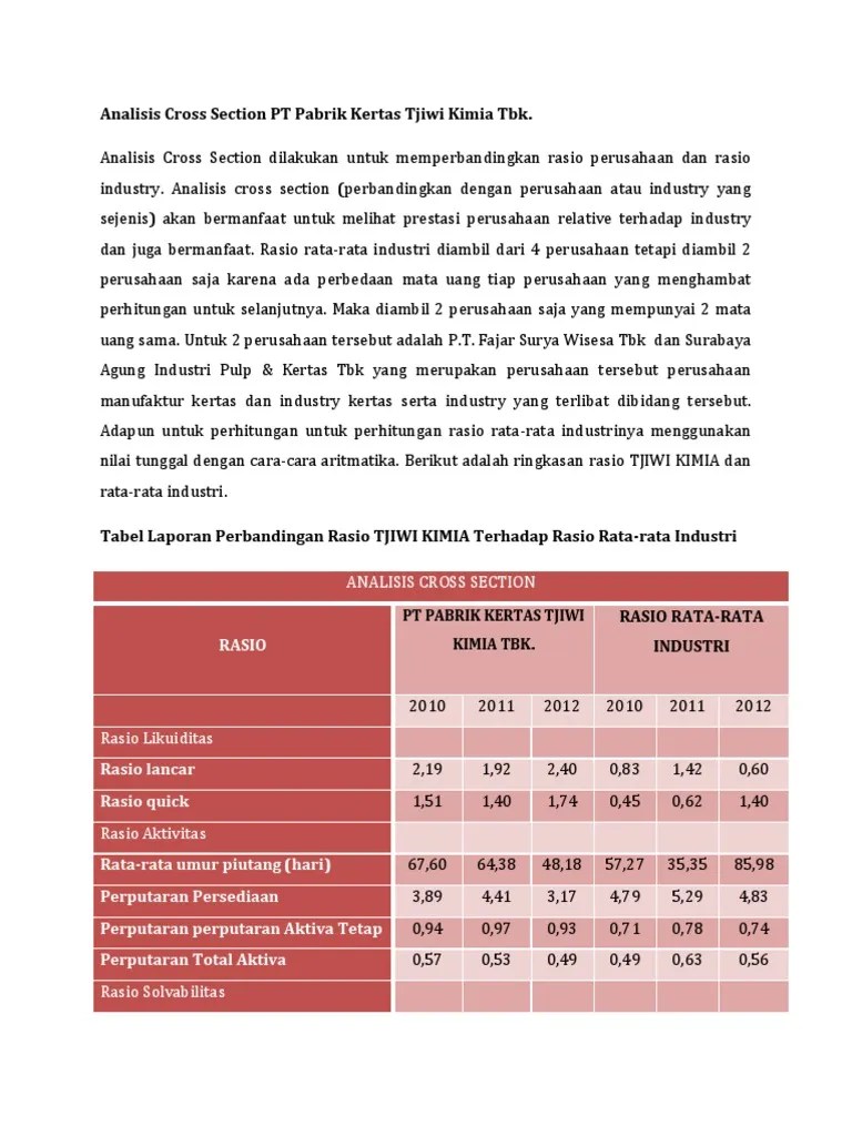 Analisis Cross Section PT Pabrik Kertas Tjiwi Kimia TBK | PDF