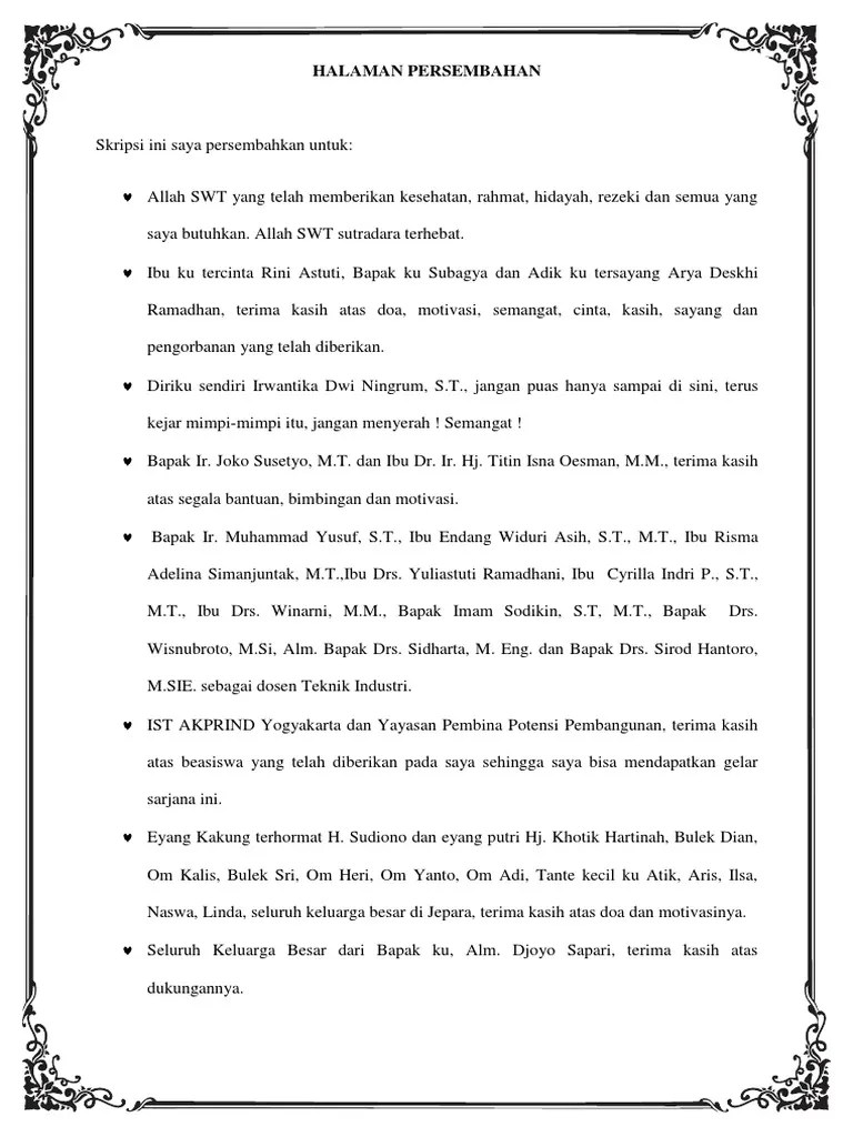 Contoh Motto Dan Persembahan Skripsi Kesehatan - Kumpulan Berbagai Skripsi
