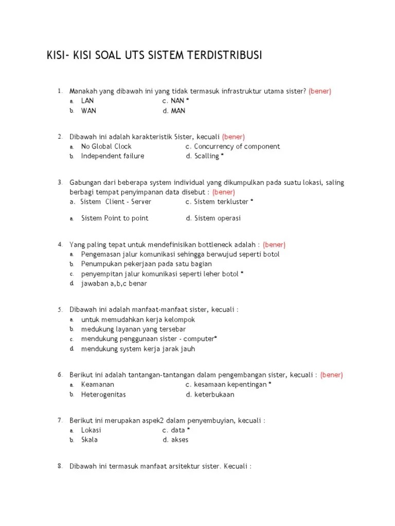 Soal Uts Sister + Jawabannya | PDF