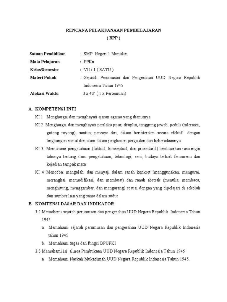 RPP Pertemuan UUD 1 | PDF