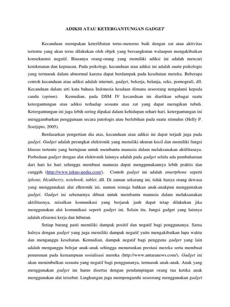Teori Adiksi Atau Ketergantungan Gadget | PDF