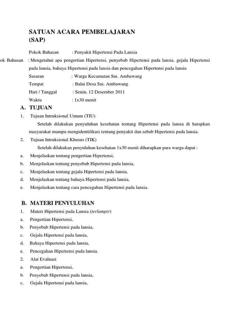 SAP Hipertensi Pada Lansia | PDF