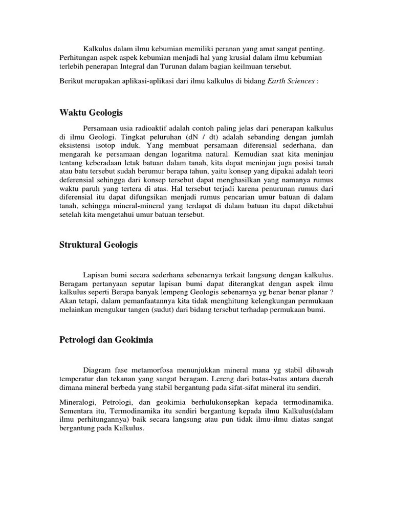 Aplikasi Kalkulus Dalam Ilmu Kebumian | PDF