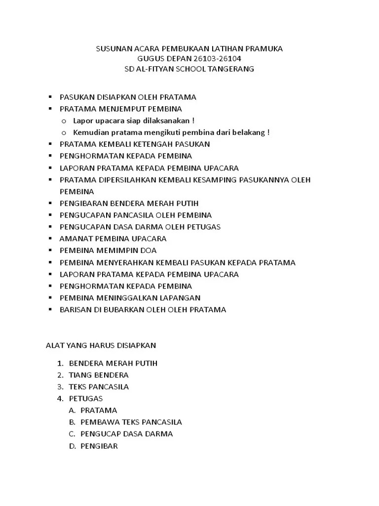 Susunan Acara Pembukaan Latihan Pramuka | PDF