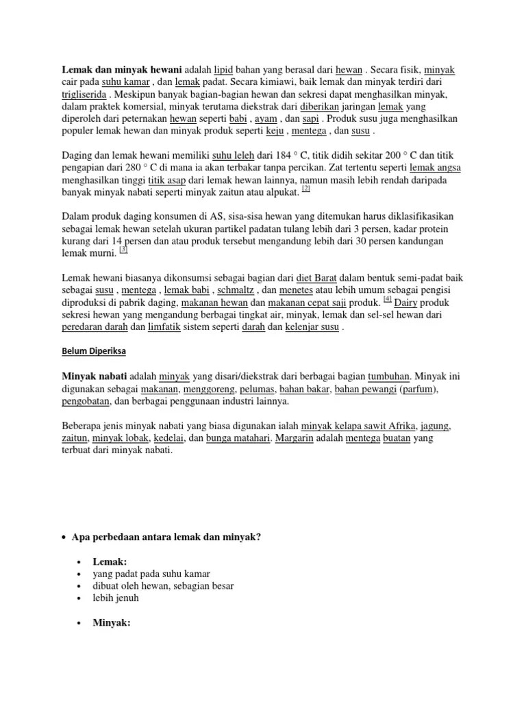 Lemak Dan Minyak Hewani Adalah Lipid Bahan Yang Berasal Dari Hewan | PDF