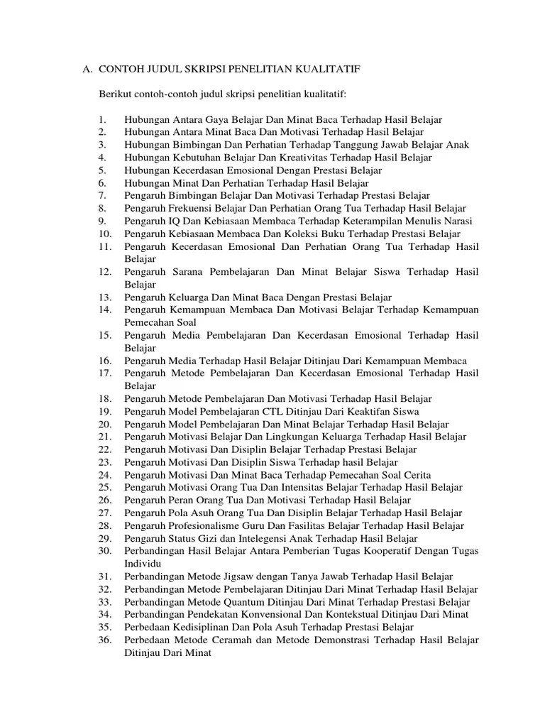 Contoh Judul Skripsi Kualitatif Pgsd Pdf