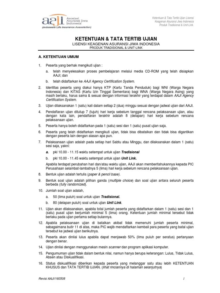 5 Ketentuan &amp; Tata Tertib Ujian Aaji | PDF