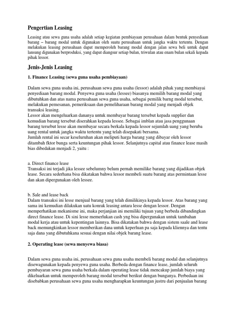 Pengertian Leasing HO | PDF