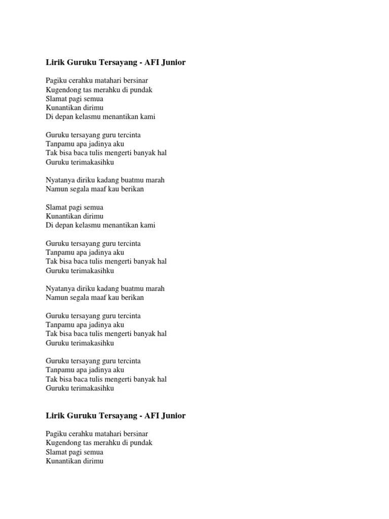 Tercepat Lirik Guruku Tersayang