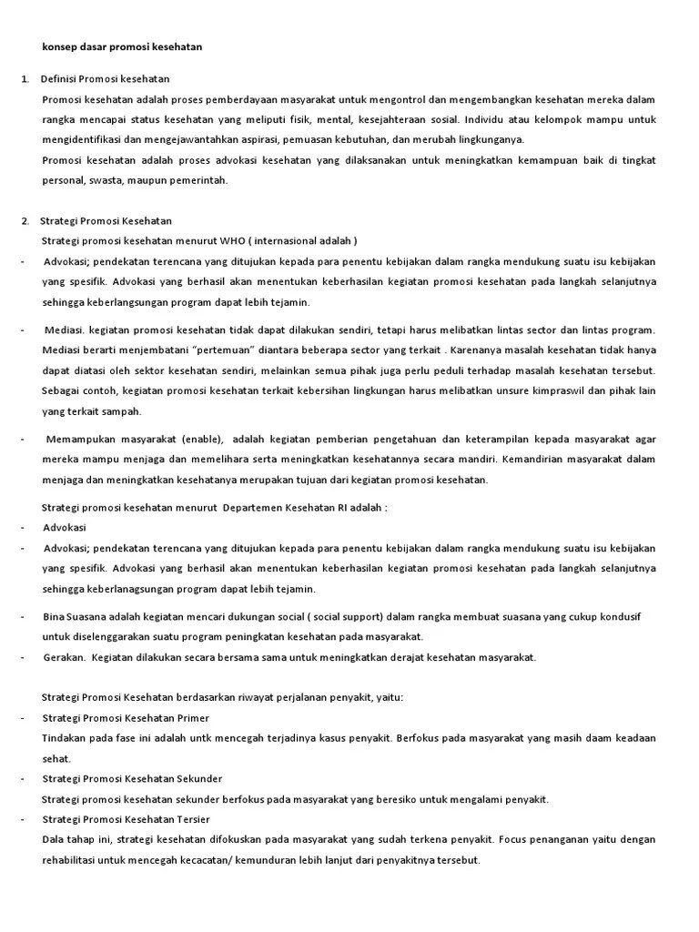 Konsep Dasar Promosi Kesehatan | PDF