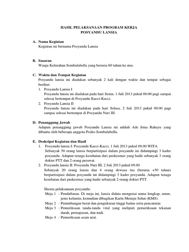 Laporan Hasil Pelaksanaan Posyandu Lansia | PDF