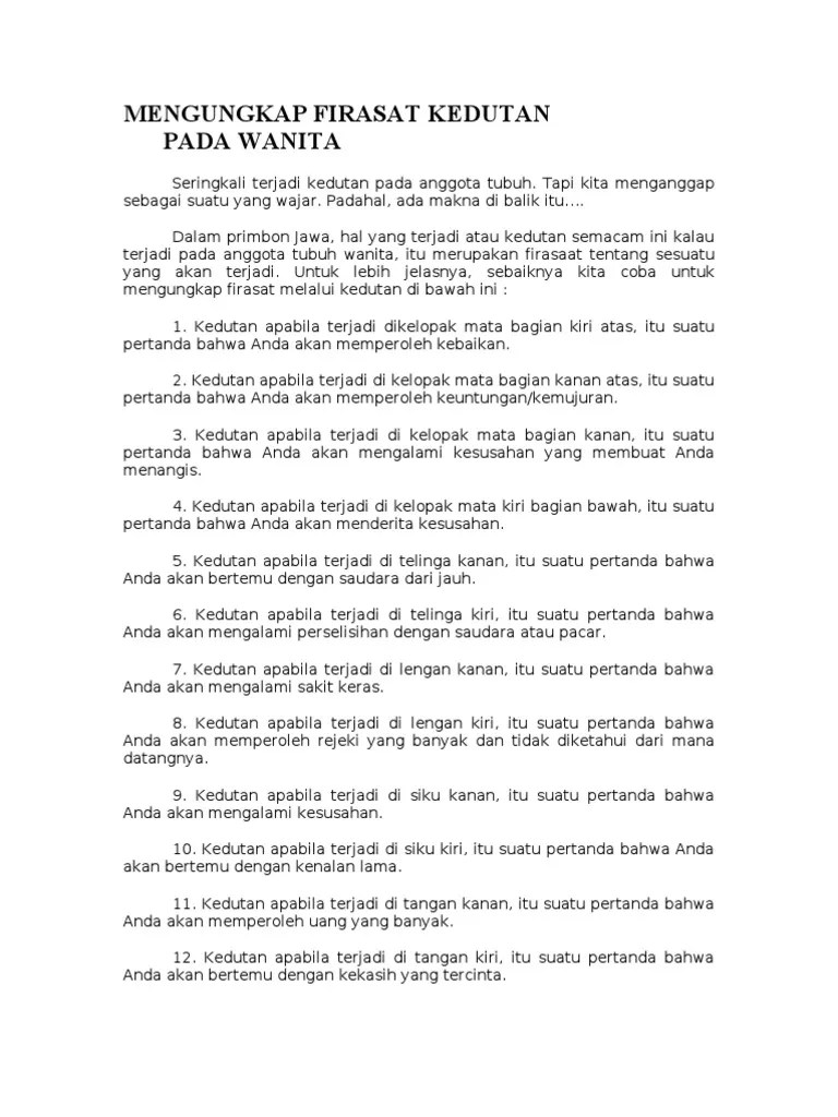 Mengungkap Firasat Kedutan Pada Wanita | PDF