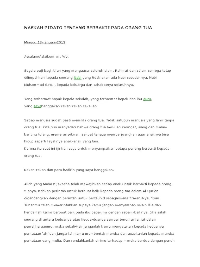 Contoh Pidato Berbakti Kepada Orang Tua Dan Guru Singkat – Berbagai Contoh