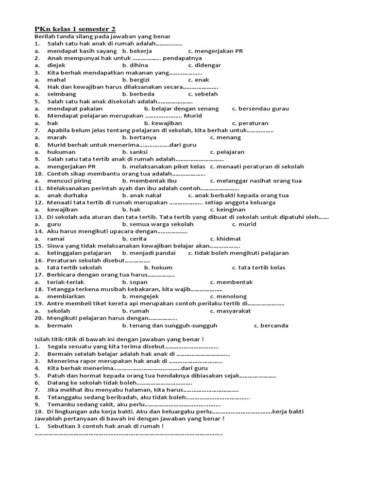 Contoh Soal Menjodohkan Pkn Sd